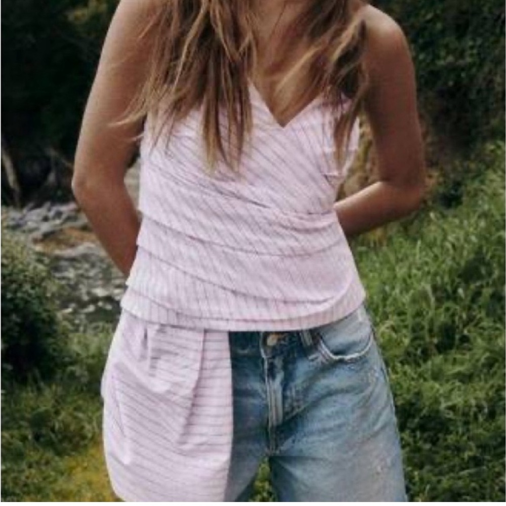 Zara Pink Pinkstripe Bustier Crop Tube Top
